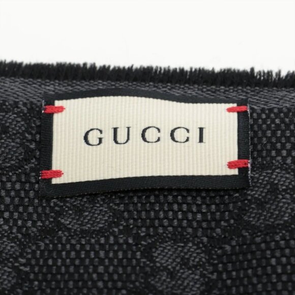 Gucci GG Logo Wool & Silk Scarf Gray - Picture 3 of 4